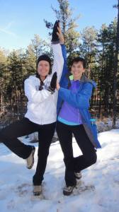 yoga women snow