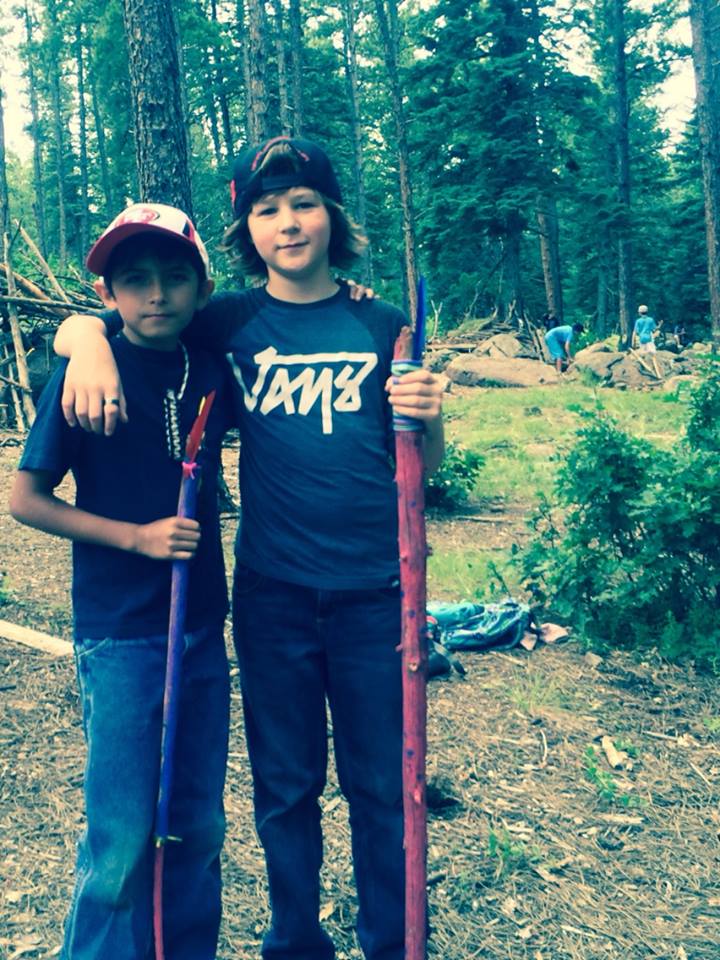 camp 2015 boys walking sticks