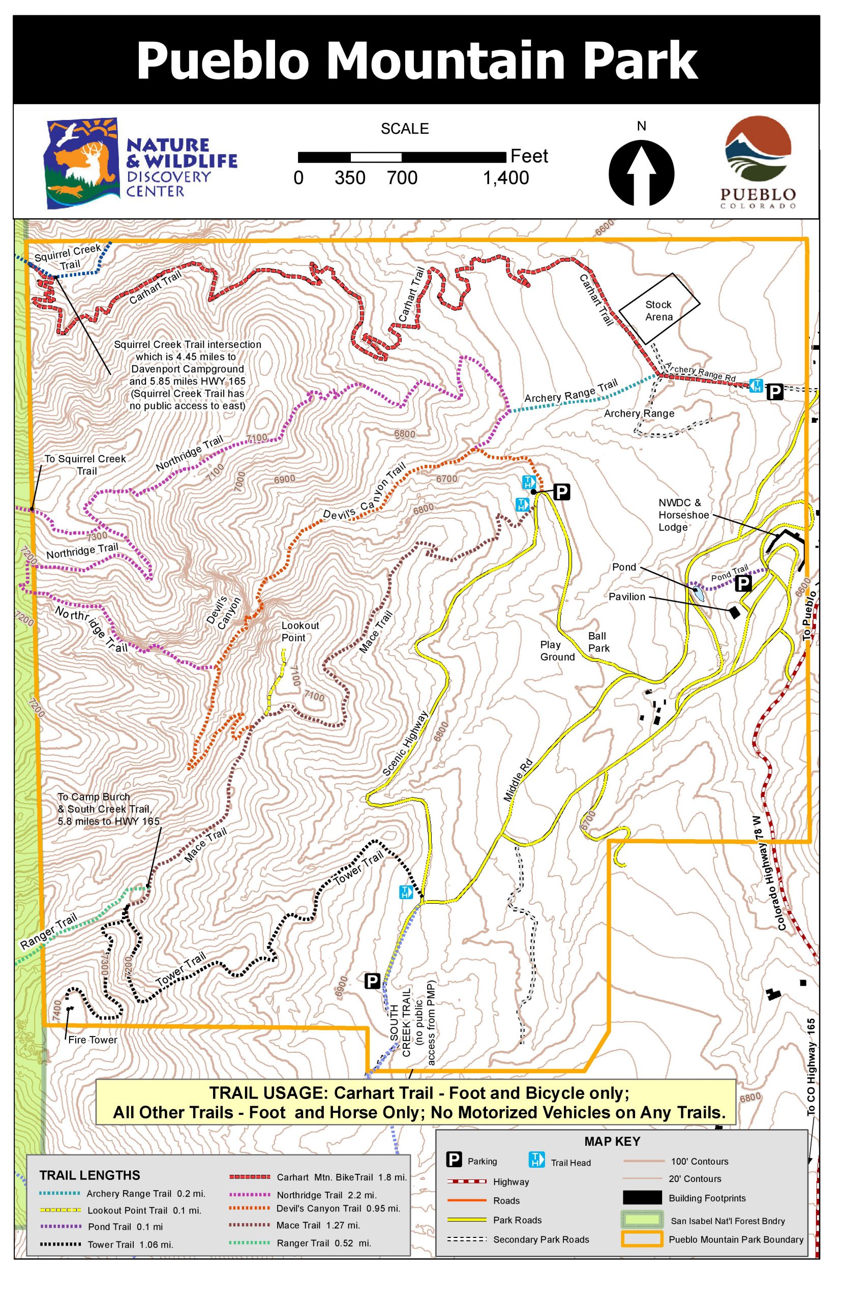 Pueblo Mountain Park Map Small