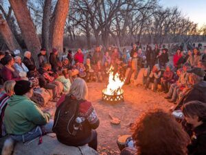 drum circle and fire